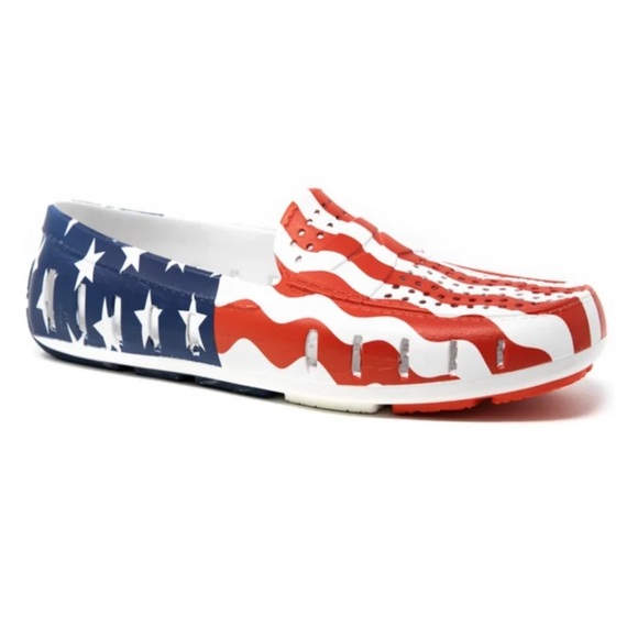 NWOT Mens Floafers Country Club Driver Boat Water Loafer Sz 9 American Flag USA - Picture 1 of 8